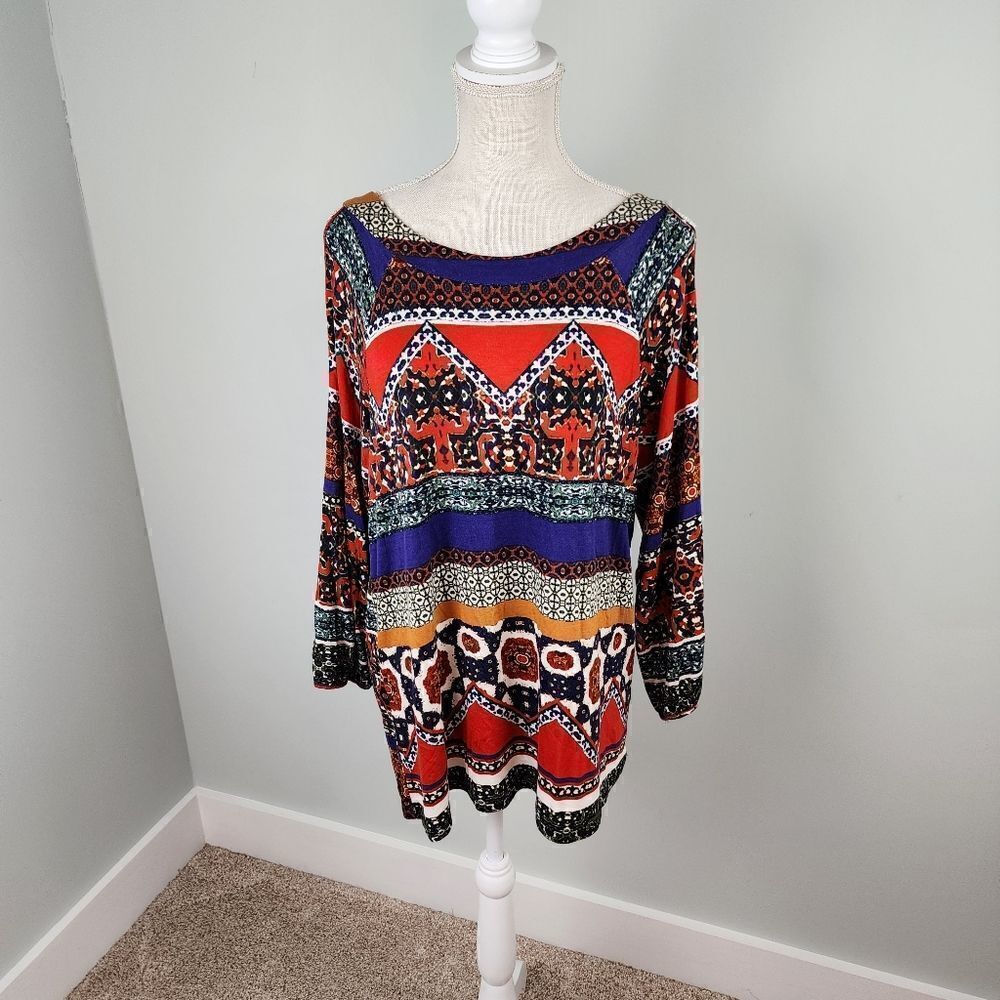 MELISSA PAIGE WOMEN'S BOHO COLD SHOULDER TUNIC SIZE XL